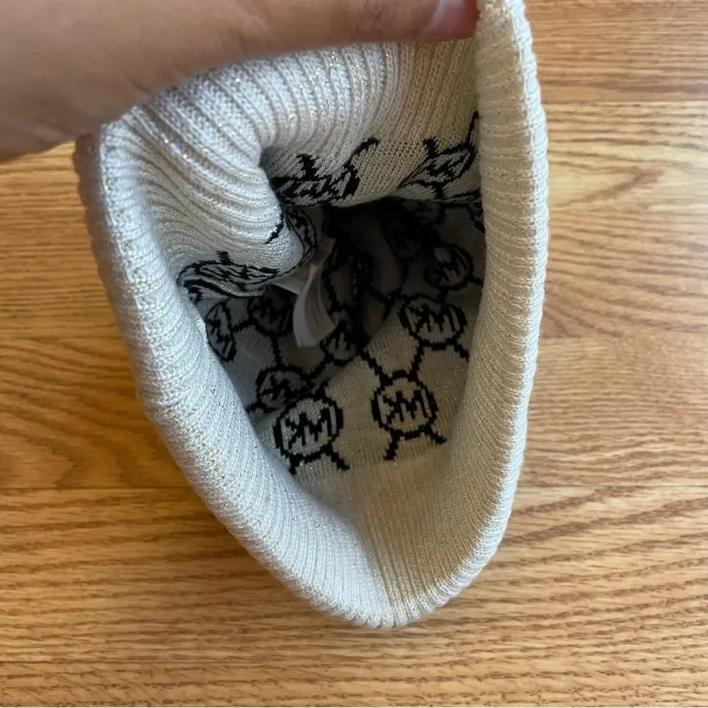 MICHAEL KORS- Black and Gold Beanie Hat